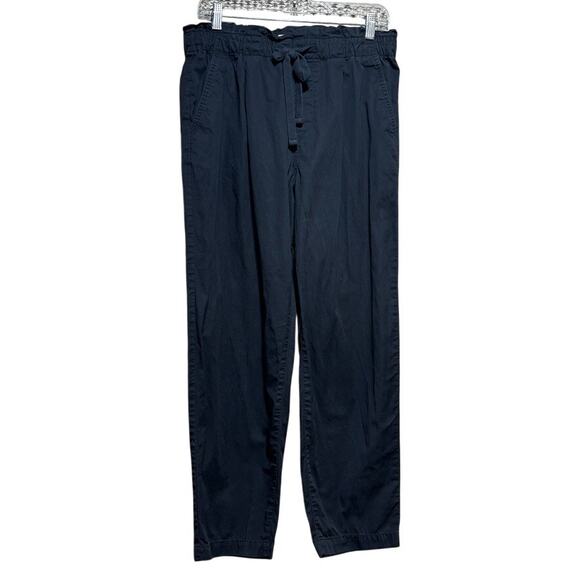 LOFT Pants - LOFT Navy Blue Paperbag Waist Pants Size M High Rise Tie Waist Work Office